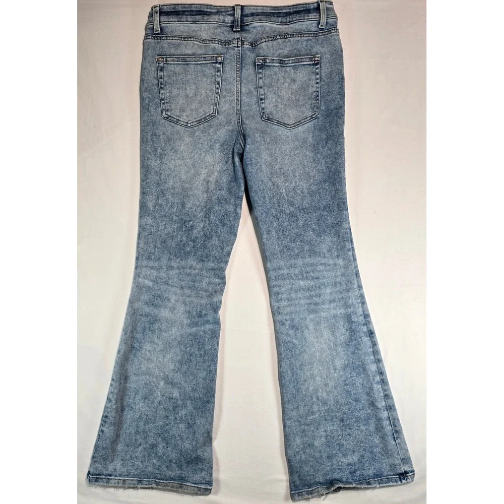 Edgely High Rise Flare‎ Jeans Light Wash Acid Denim Size 12 Short 751408